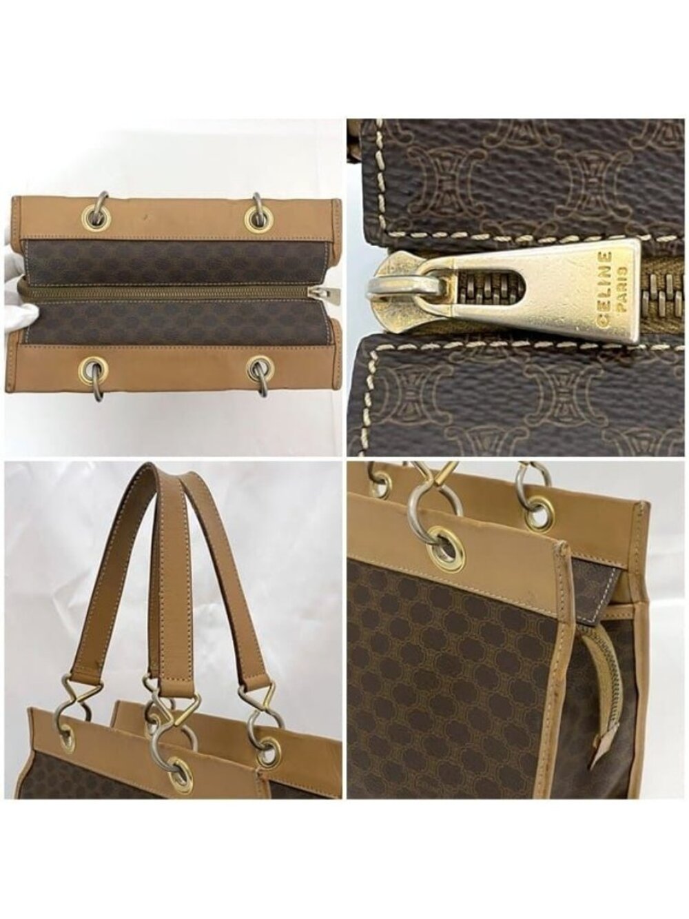 Celine Handbag Brown Macadam Tote Bag Leather - Picture 3 of 10